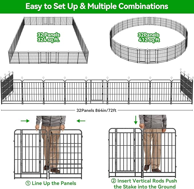 Heavy Duty Dog Playpen: 32 Steel Panels 47" Height, Square Steel Pipe - Image 8