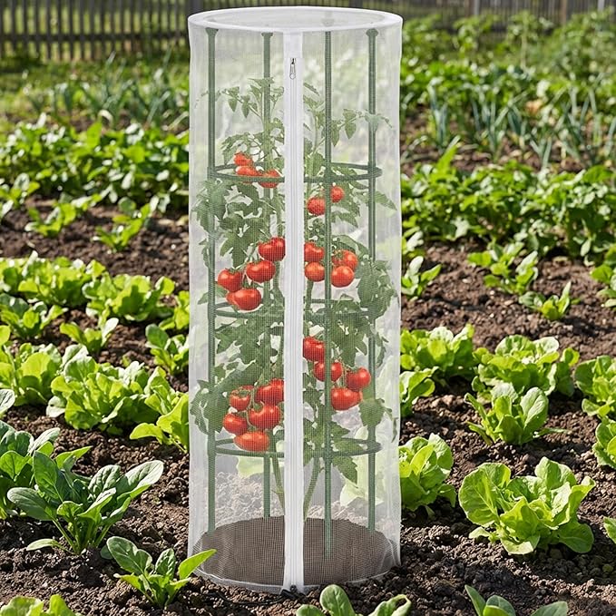 2 Pcs Garden Bird Netting for Round Plant Cage, Tomato Trellis Insect Bird - Image 7