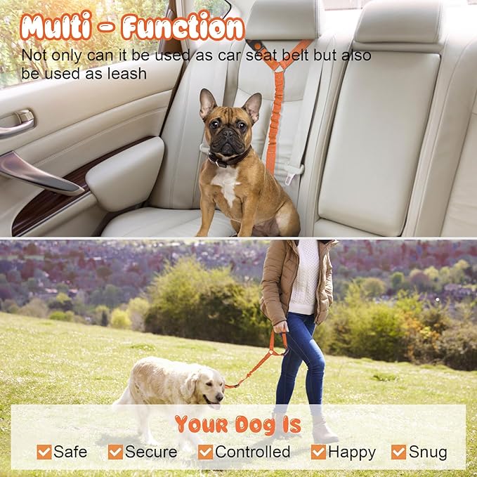 BWOGUE Pet Dog Cat Seat Belts, Car Headrest Restraint Adjustable Safety Leads - Image 6