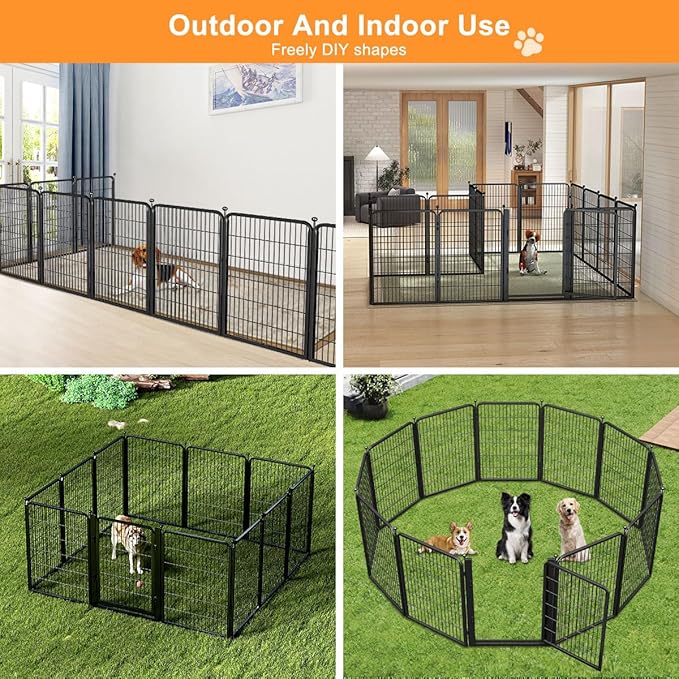Dog Fence Outdoor Pens Outside, Portable Dog Play Pen 40" H 8 Panels Pet - Image 3