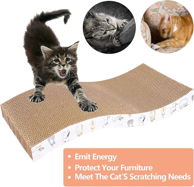 PatiencET 3 Pack Cat Scratcher Pad Recycle Corrugated Cat Scratching Pad Type S - Image 5