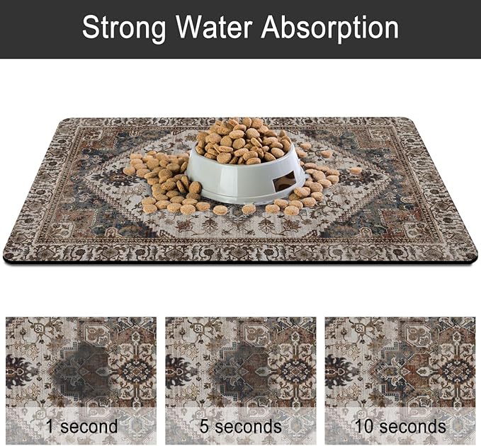 2 Pack Dog Food Mats for Floors, Absorbent and Quick-Drying Pet Cat Food Mat - Image 5