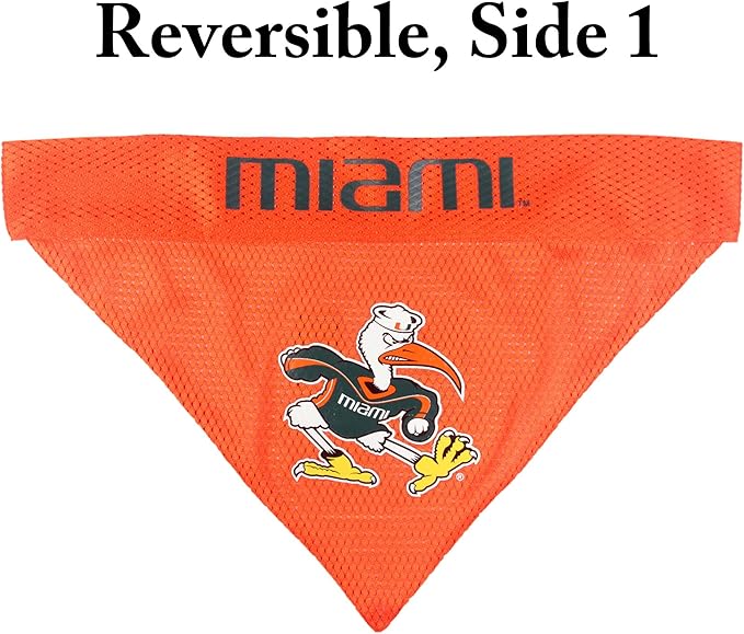 Pets First Collegiate Pet Accessories, Reversible Bandana, Miami Hurricanes - Image 3