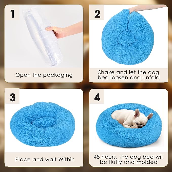 28in Large Dog Bed, Medium Size Dog and Cats, Calming Donut Bed - Image 6