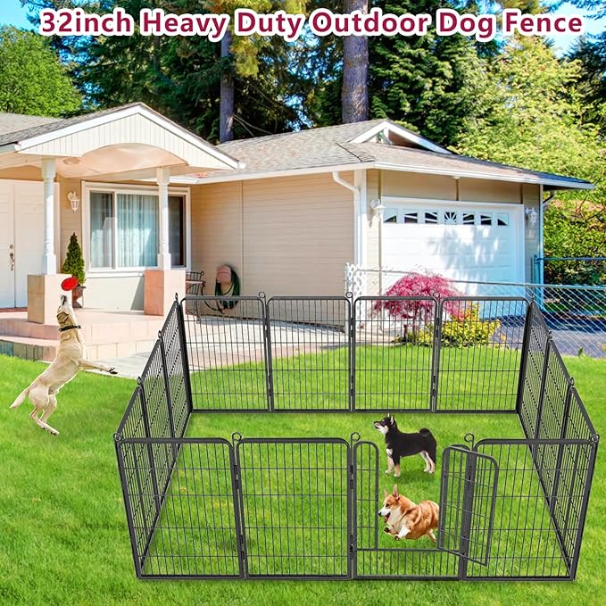 Dog Playpen Outdoor, 32 inch Heavy Duty Dog Fence Outdoor - Image 2