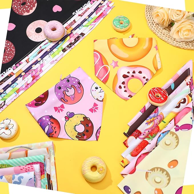 150 Pcs Donut Dog Bandanas Bulk Pet Bibs Colorful Triangle Scarf Donut Pet - Image 4