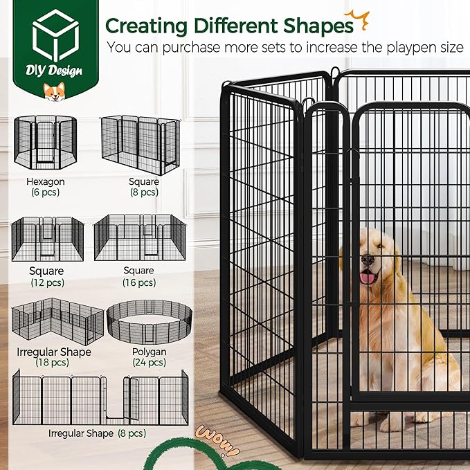 Yaheetech Dog Playpen Outdoor, 47 inch 12 Panels Dog Pen Indoor Heavy Duty - Image 6