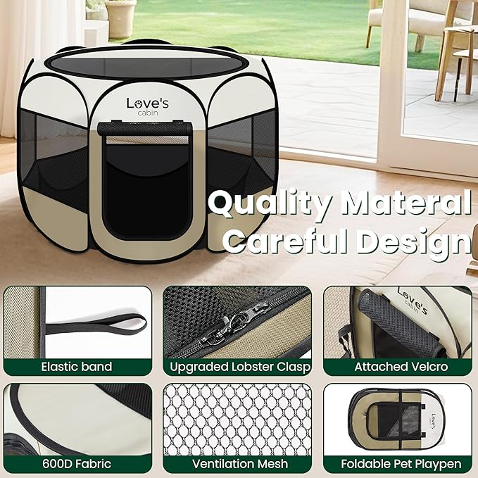 Love's cabin Pet Puppy Dog Playpen, Small Dog Tent Crates Cage Indoor/Outdoor - Image 5
