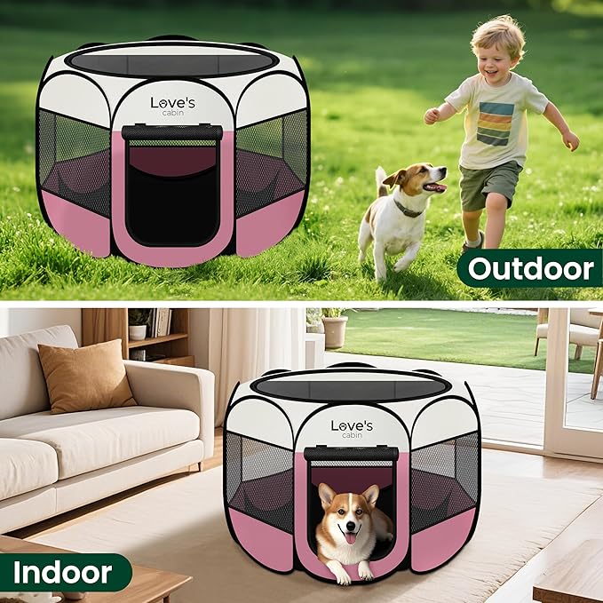 Love's cabin Pet Puppy Dog Playpen, Medium Dog Tent Crates Cage Indoor/Outdoor - Image 6