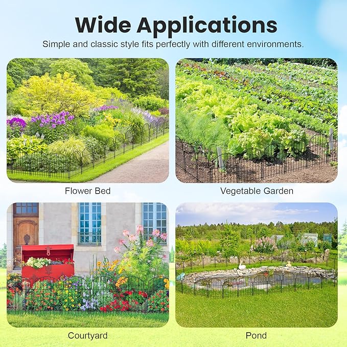 25Pcs Decorative Garden Fence, 20in/27ft Rustproof Metal Fences Animal Barrier - Image 6