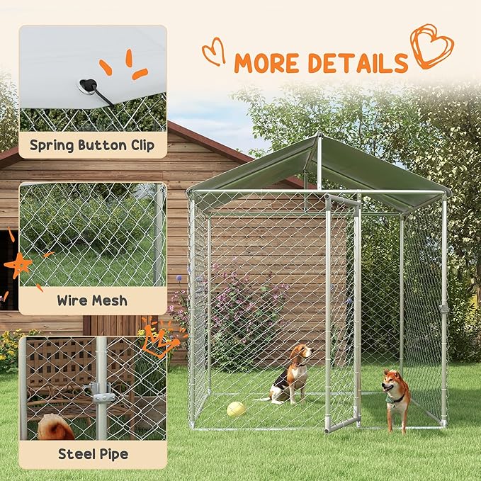 PawHut Outdoor Dog Kennel, Heavy Duty Dog Run Outdoor Fence - Image 6