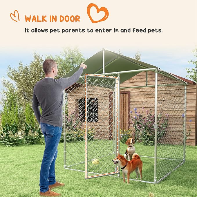 PawHut Outdoor Dog Kennel, Heavy Duty Dog Run Outdoor Fence - Image 8